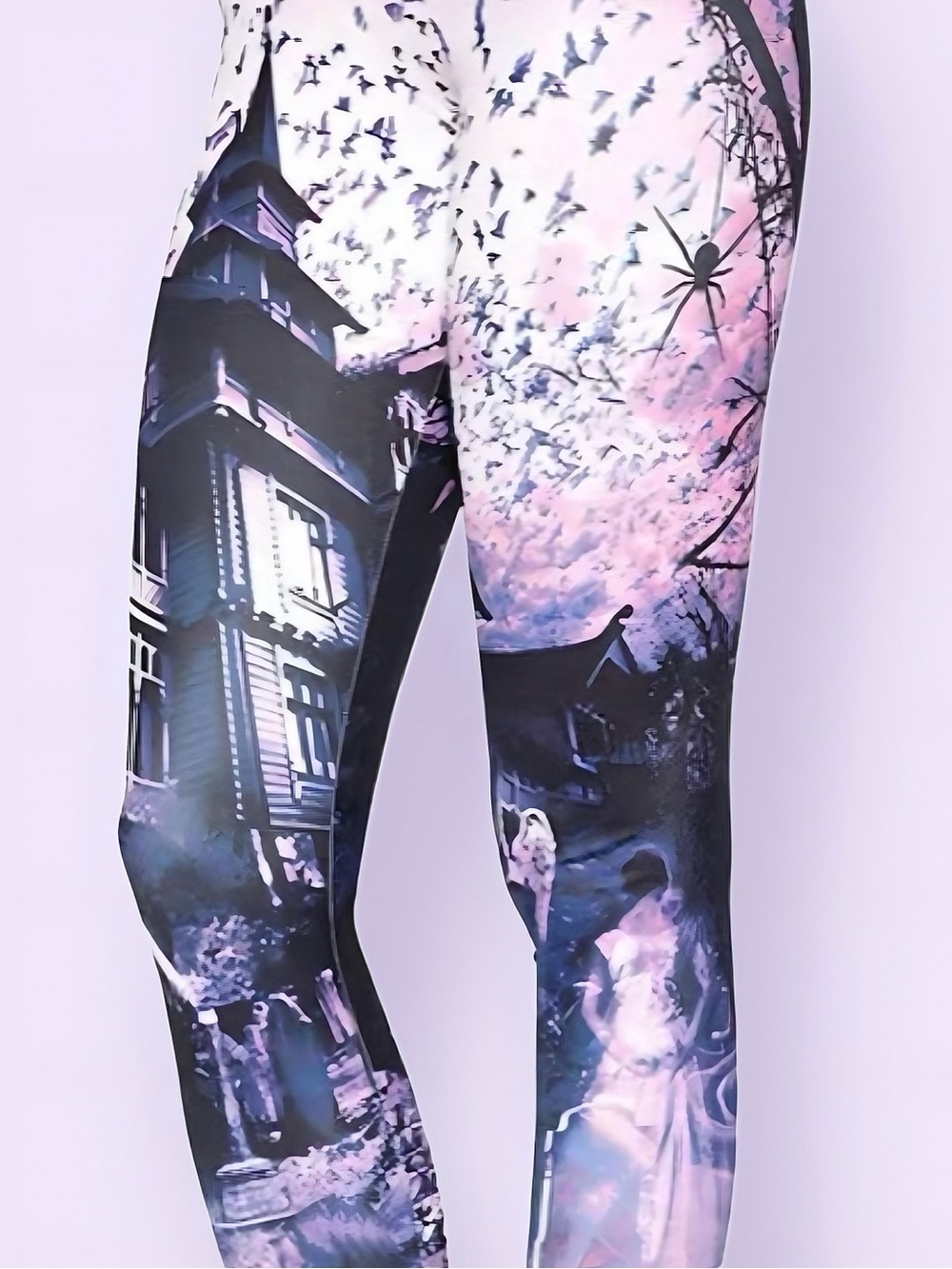 BlackMilk Haunted House Purple Leggings S Halloween Goth Horror Spooky Y2K